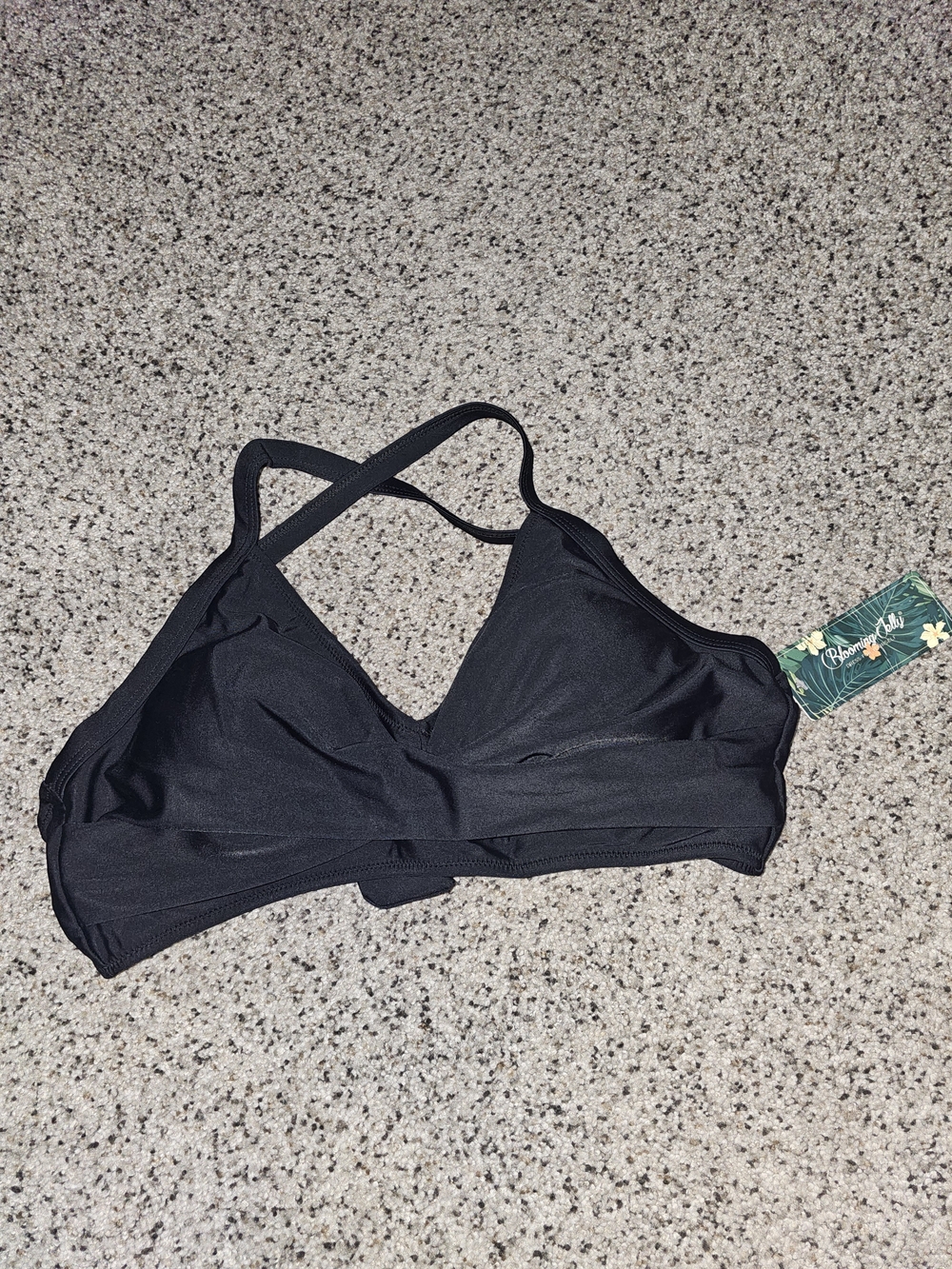 Black Cross-Back Swim Bikini Top - Unbranded
